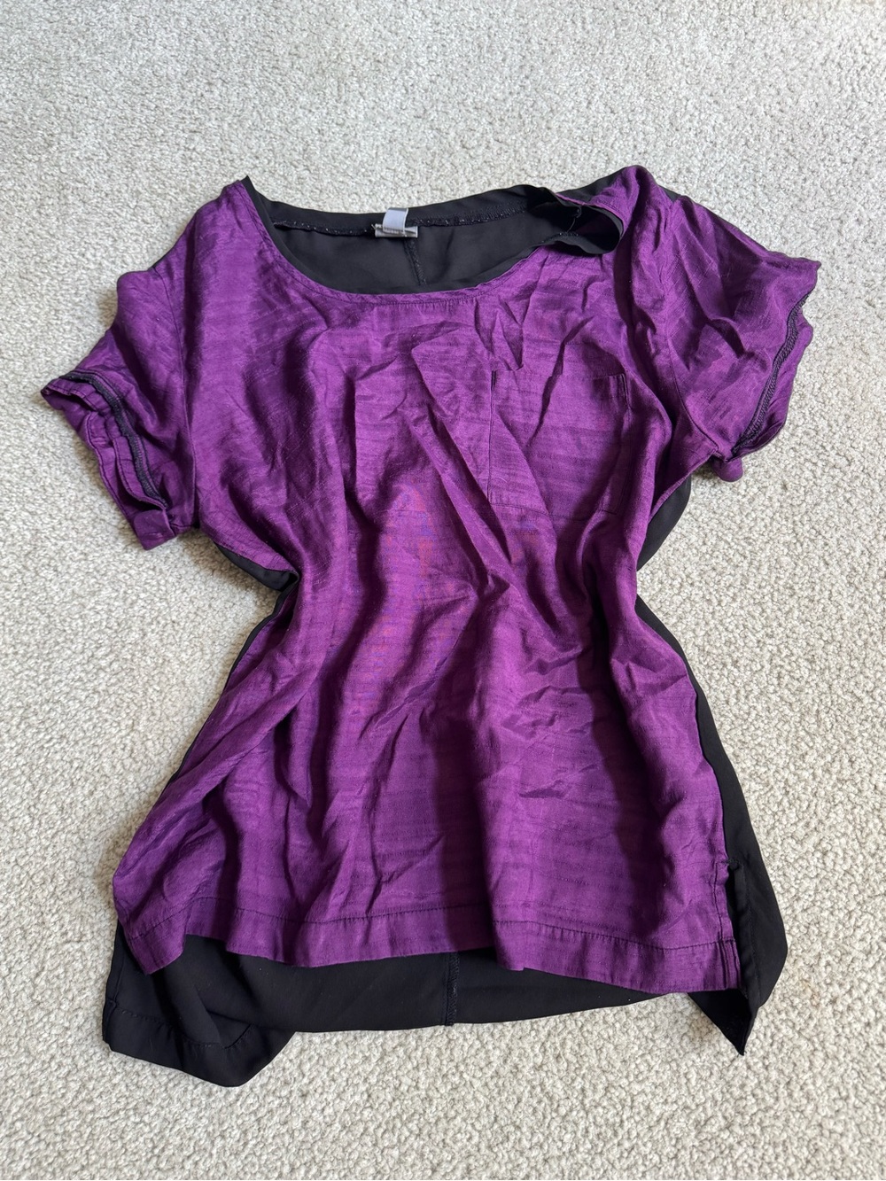 Converse Purple Short-Sleeve Blouse with Black Panels